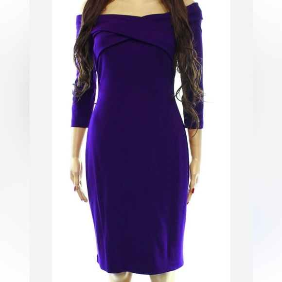 NWT Lauren Ralph Lauren Off The Shoulder Cocktail Dress Size 4 - Picture 8 of 9